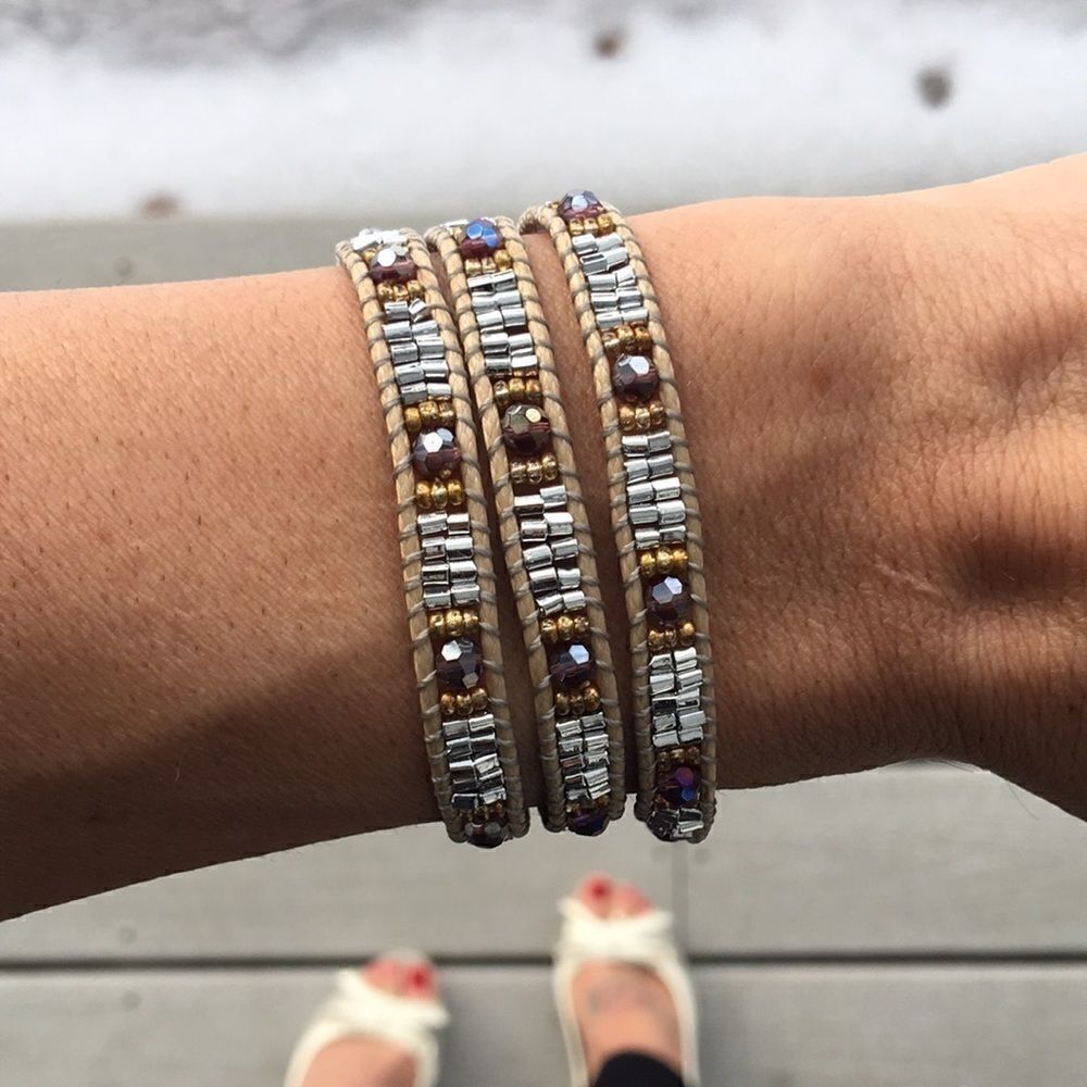 NEW Katie Soleil tan grey brown Wrap bracelet